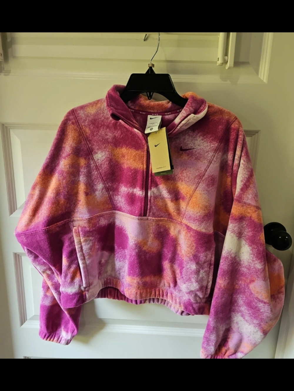 Nike Tie-Dye Quarter-Zip Hoodie in Pink, Orange and White - Picture 1 of 1